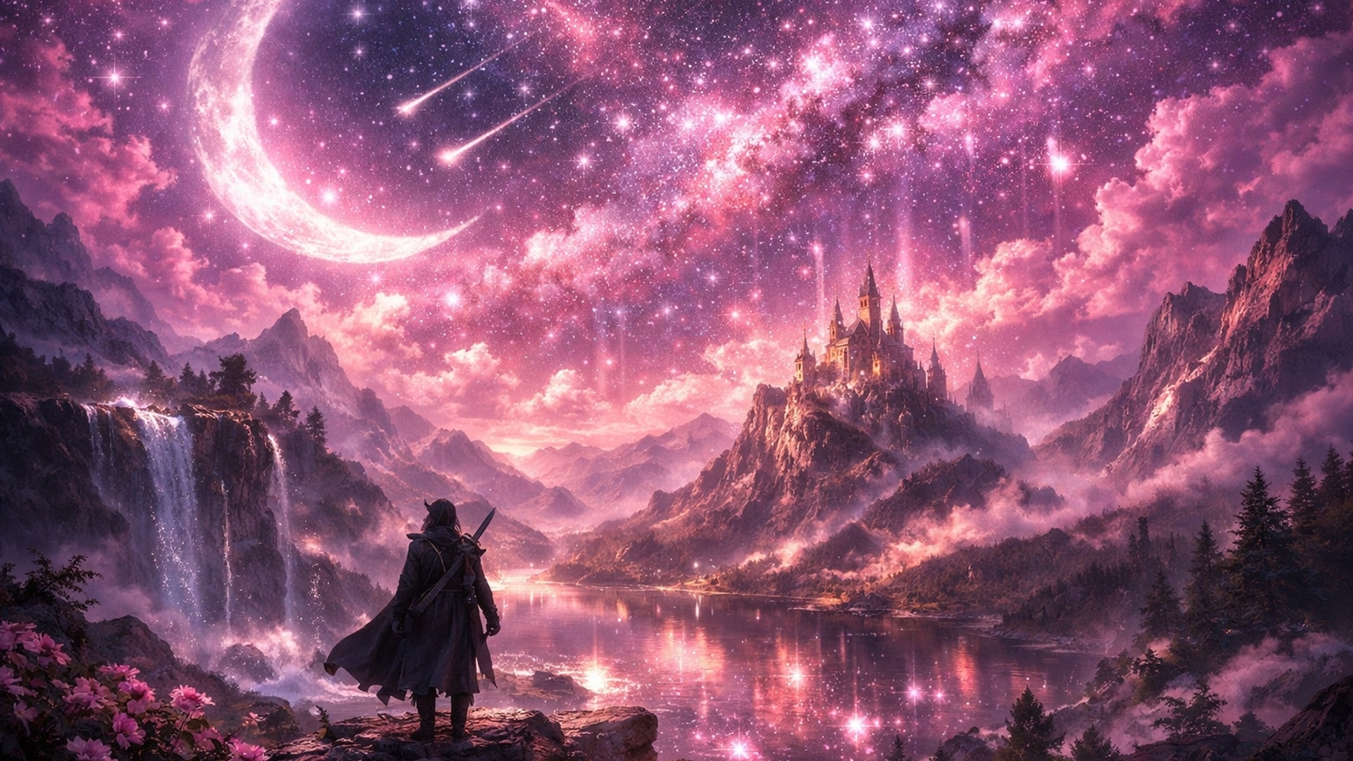 sparkling sky pink purple