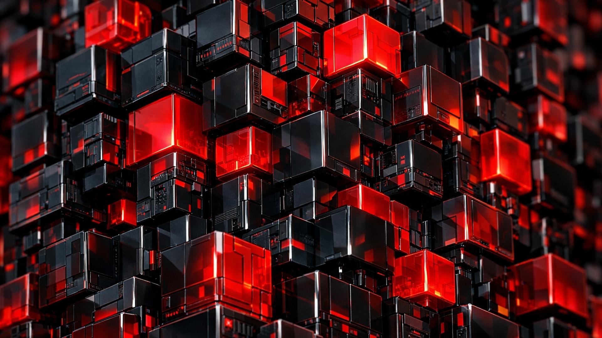 Red and black cubes...stacked upon one another.