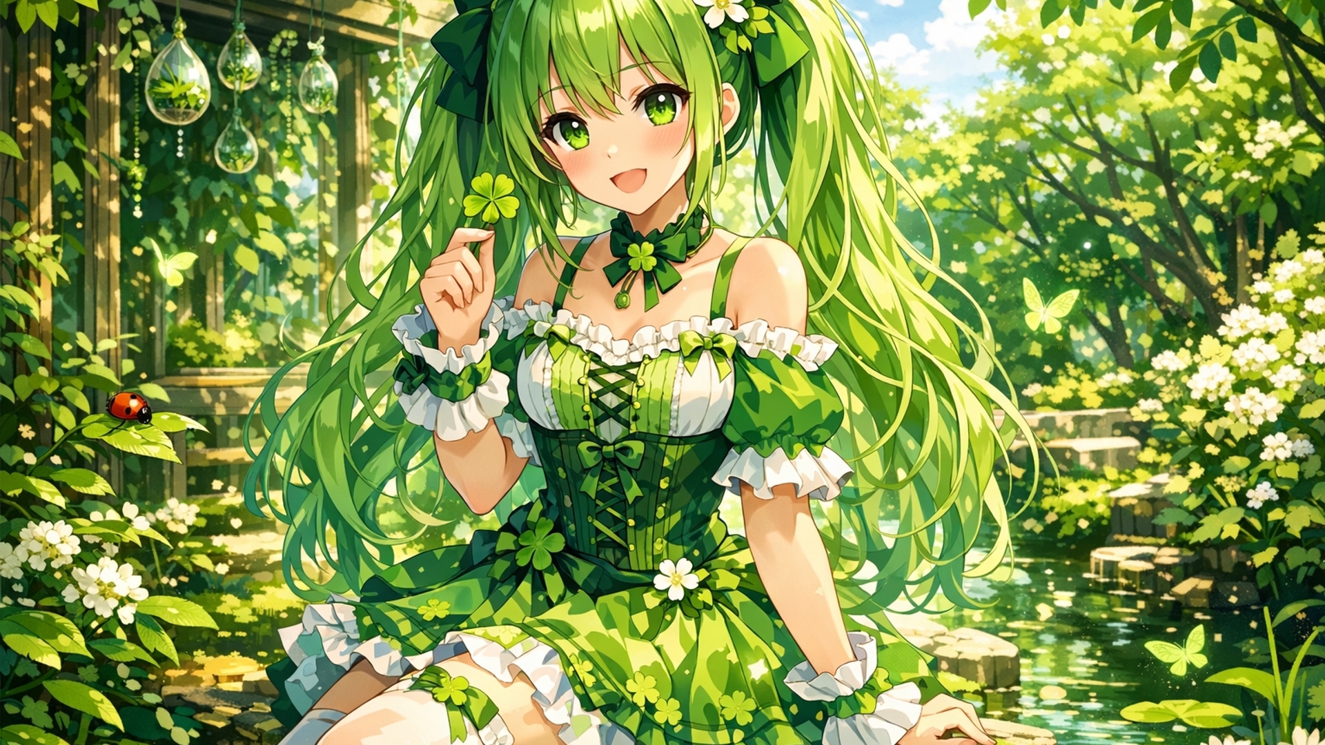 Green theme girl