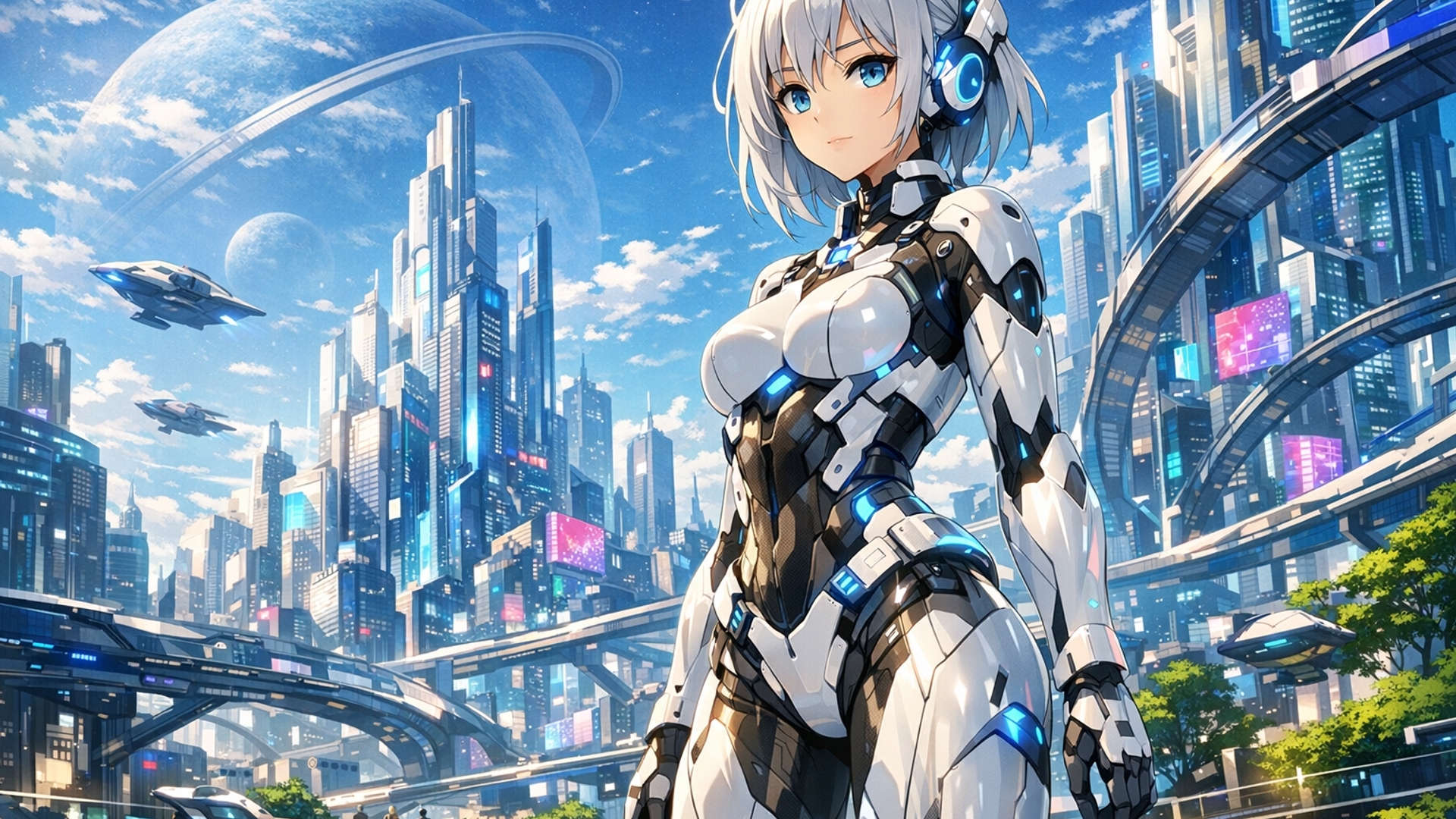 humanoïde dans un monde futuriste