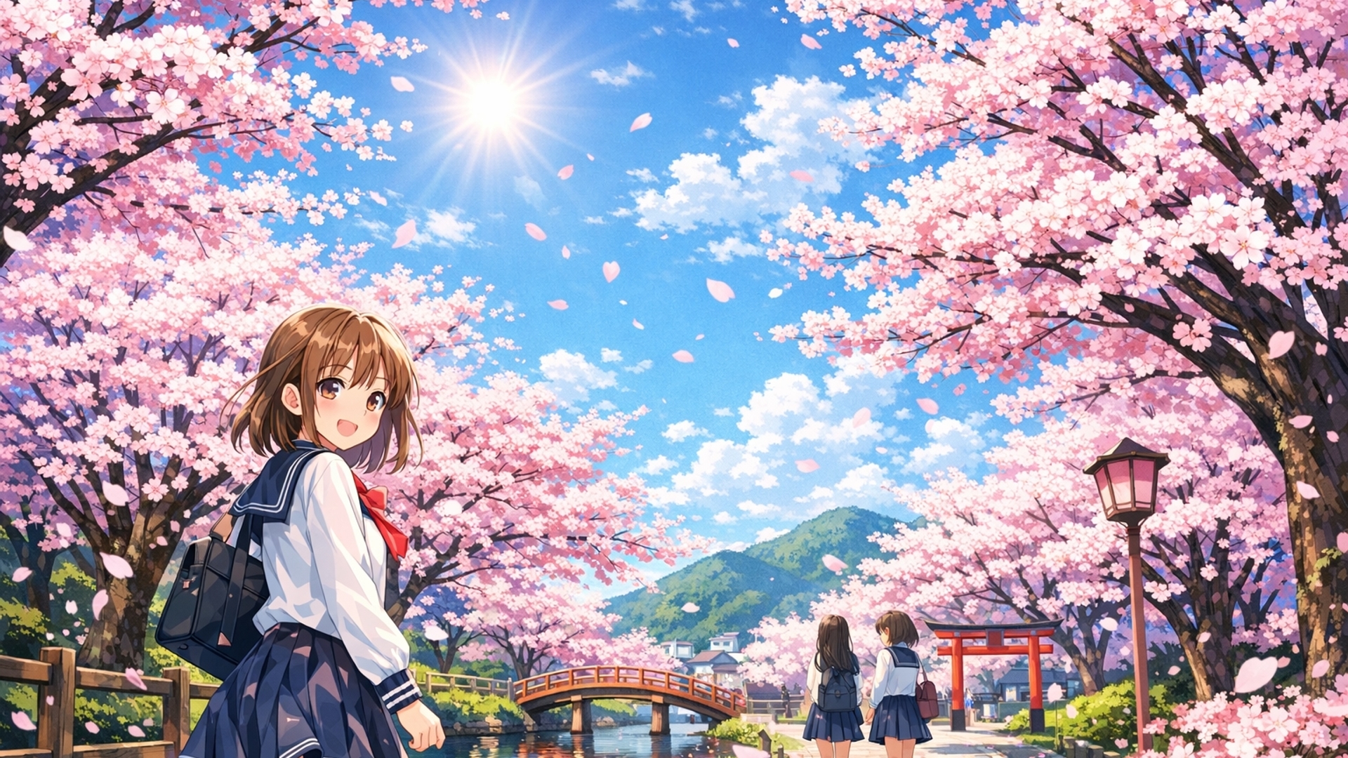 Sakura, sunny day, spring