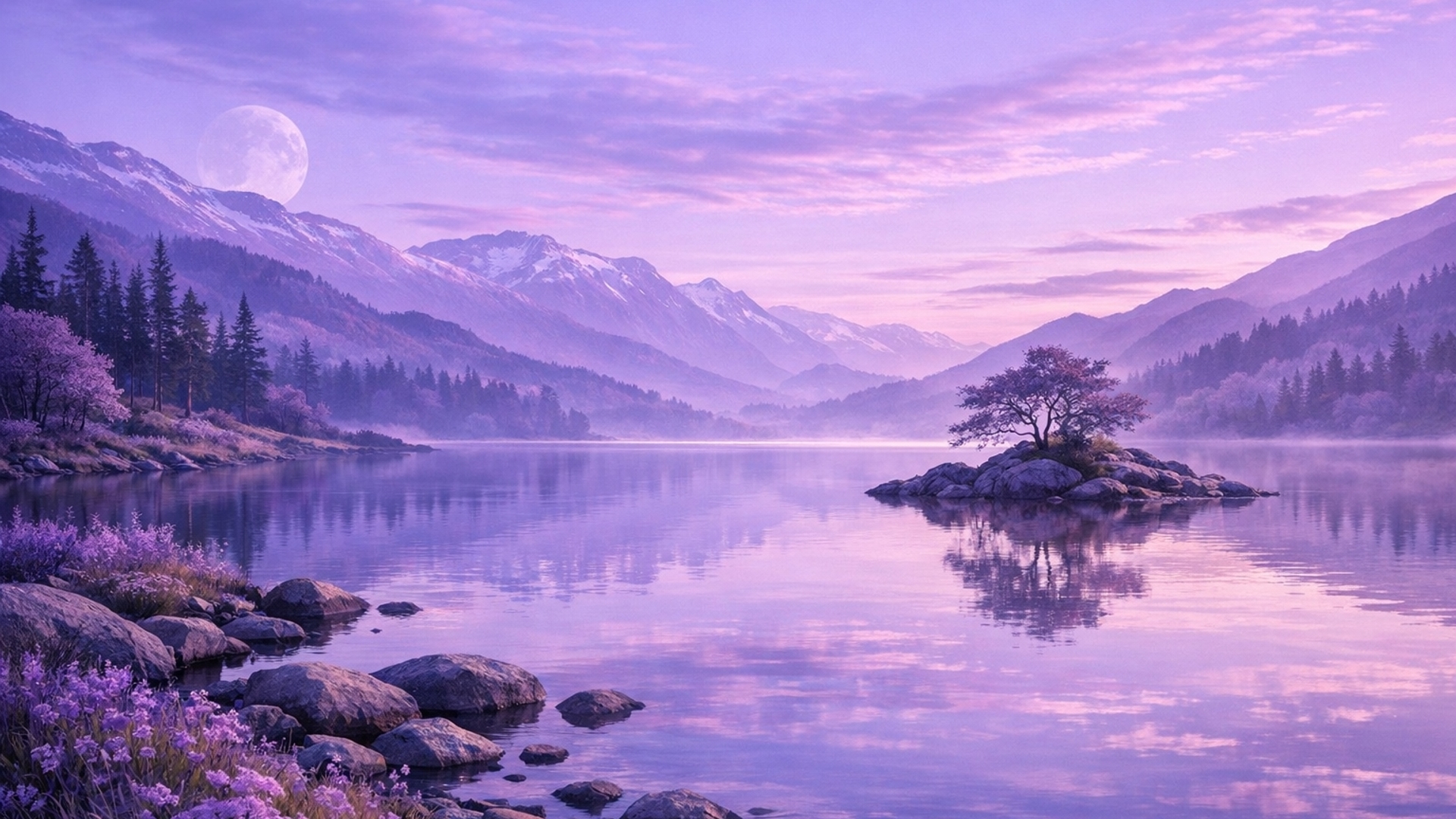 purple landscape 8k wallpaper soothing calm peace 