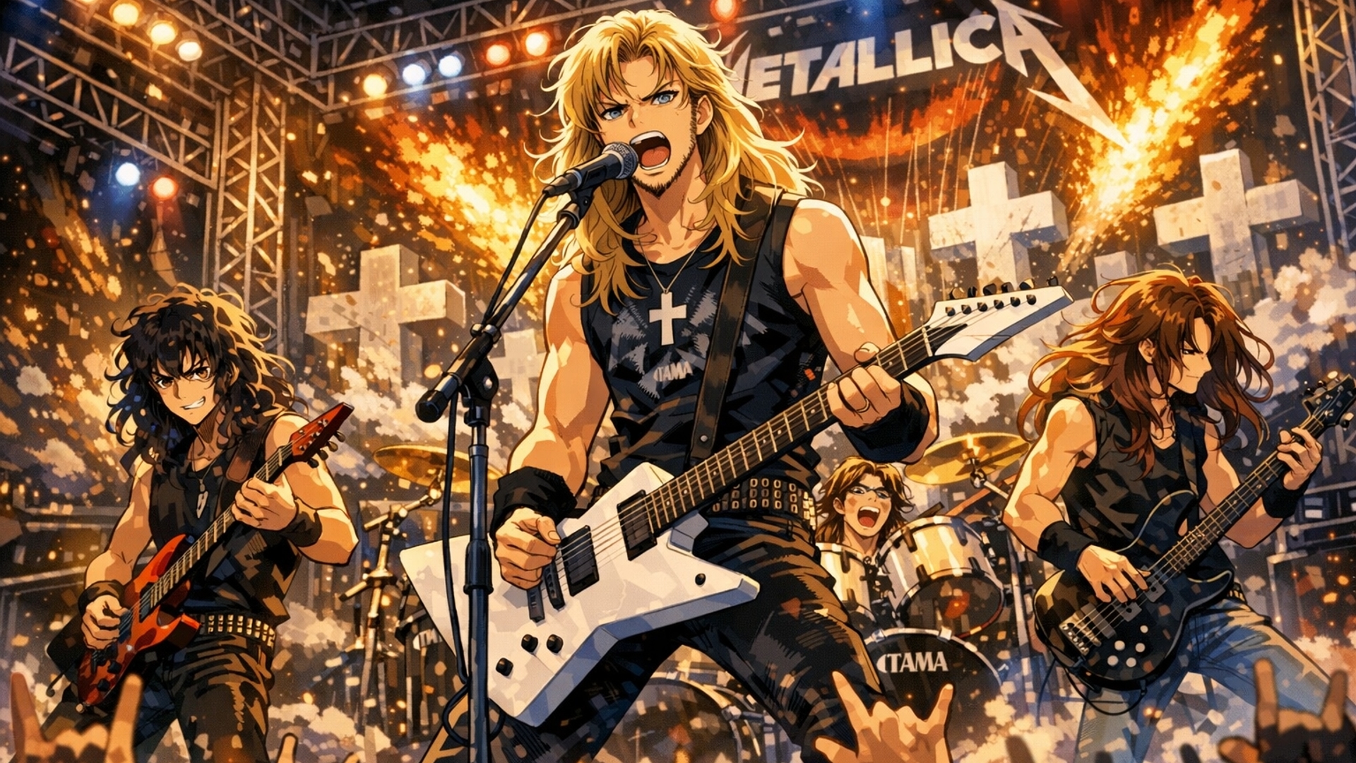 Metallica in 1989 on stage playing master of puppets