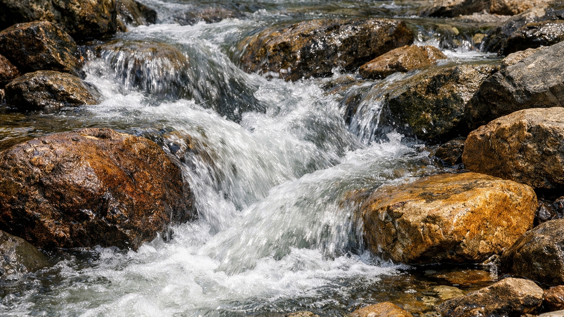 Water over rocks HD