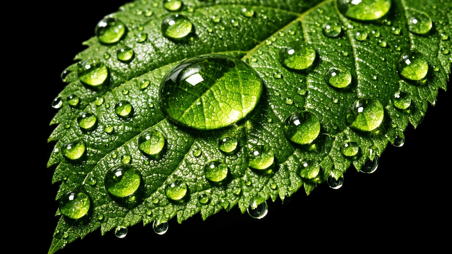 Green Dew Black Background HD