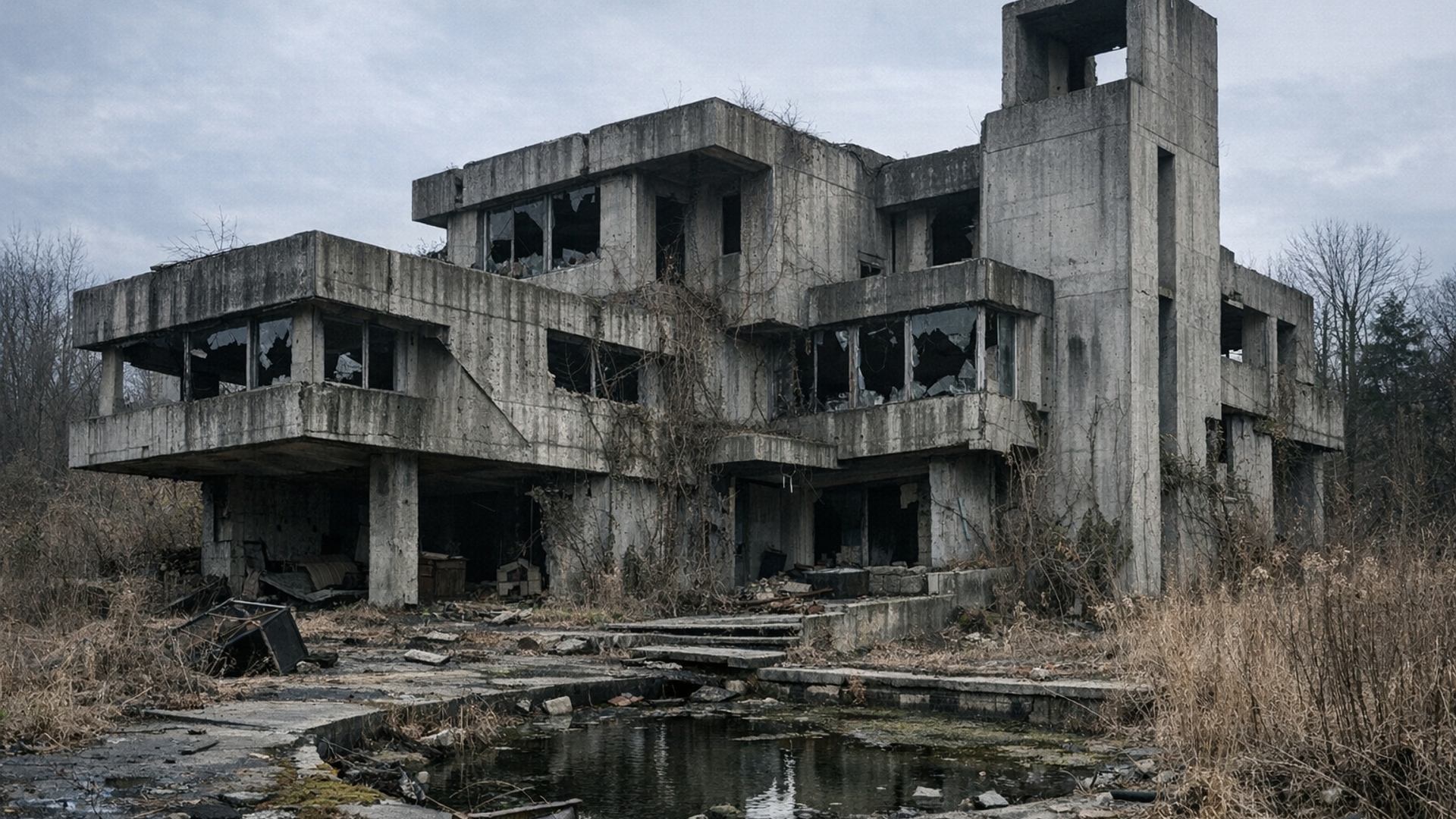 Brutalist house abandoned 