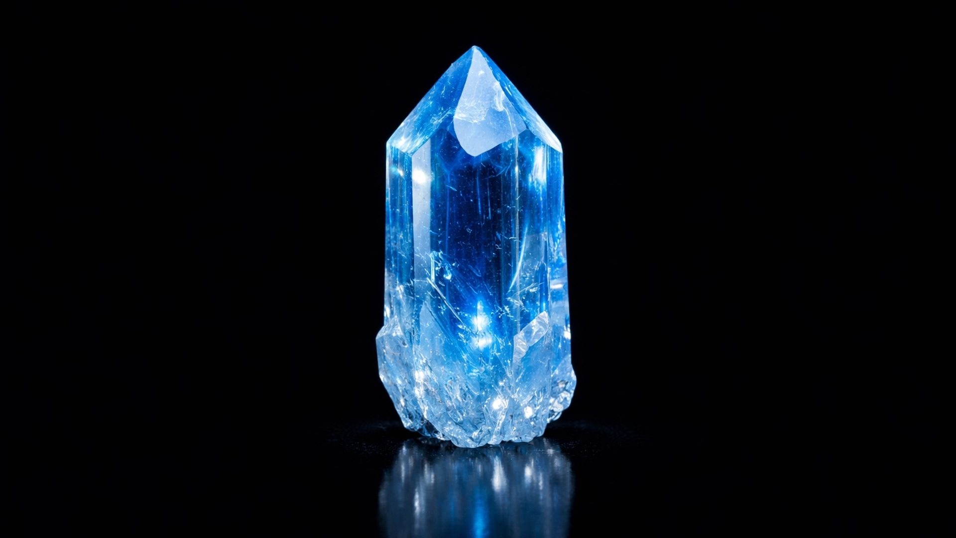 small blue crystal centered black background ultra hd