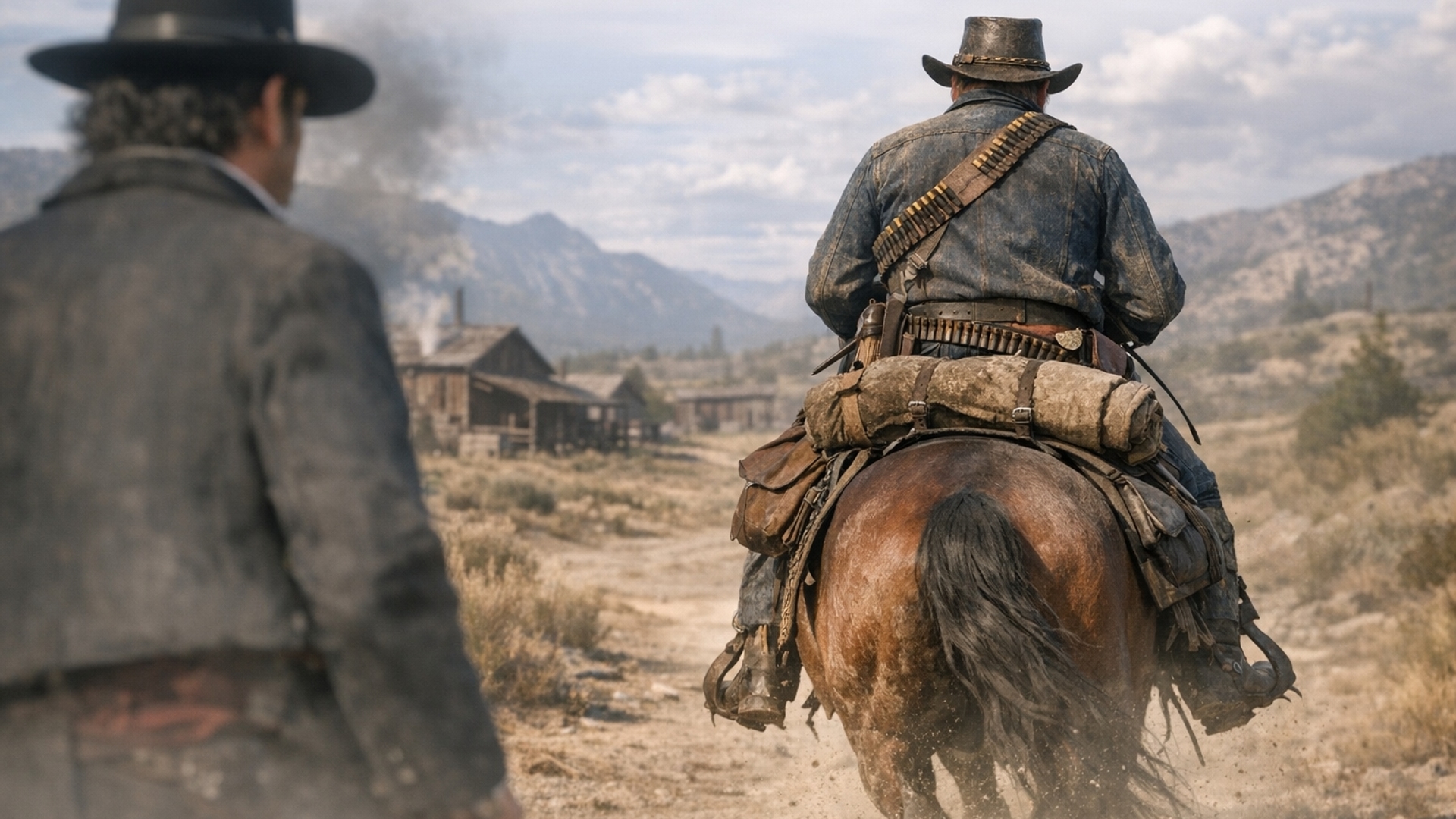 Arthur morgan riding away from dutch 
