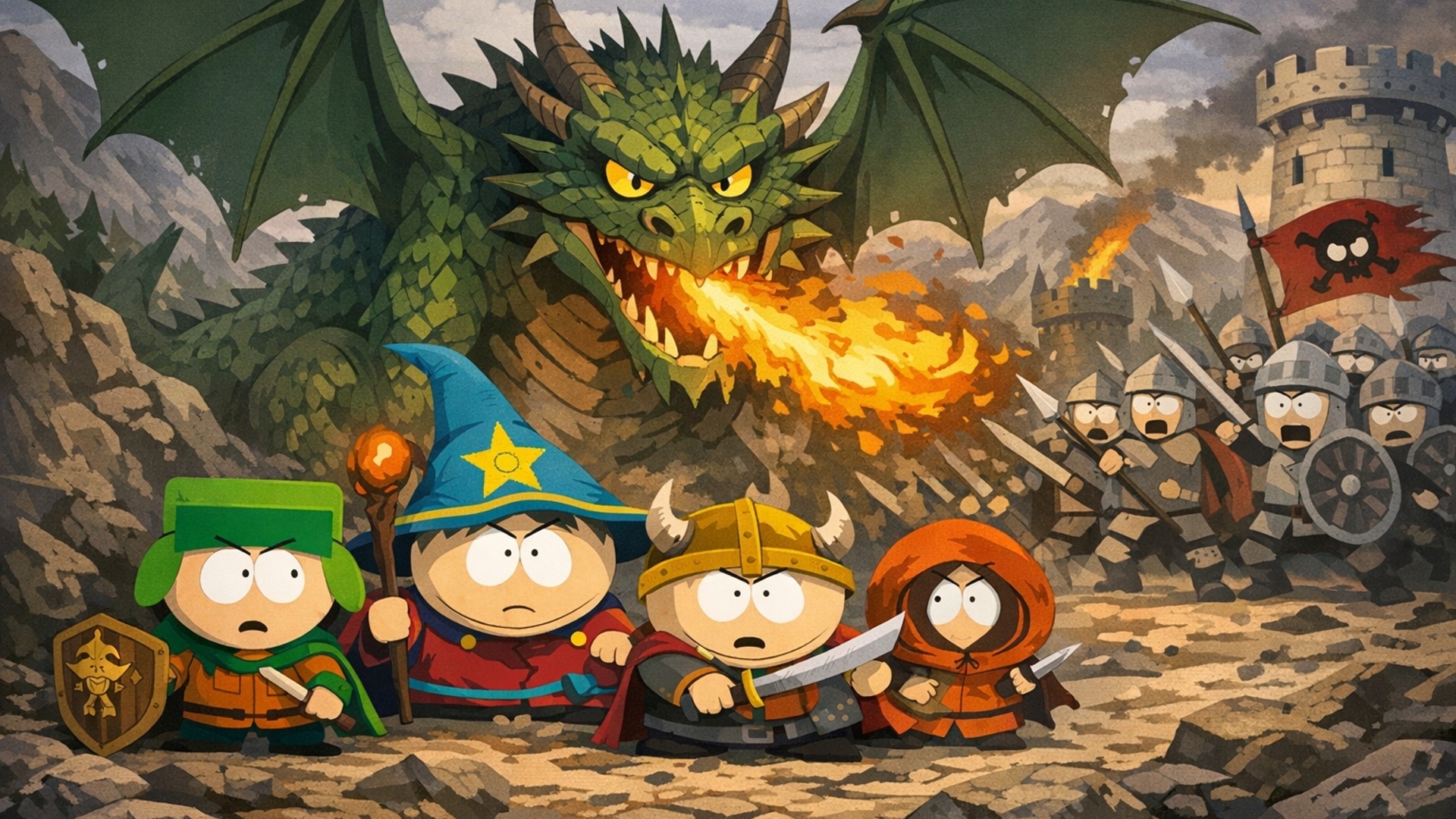 Southpark defending a dragon