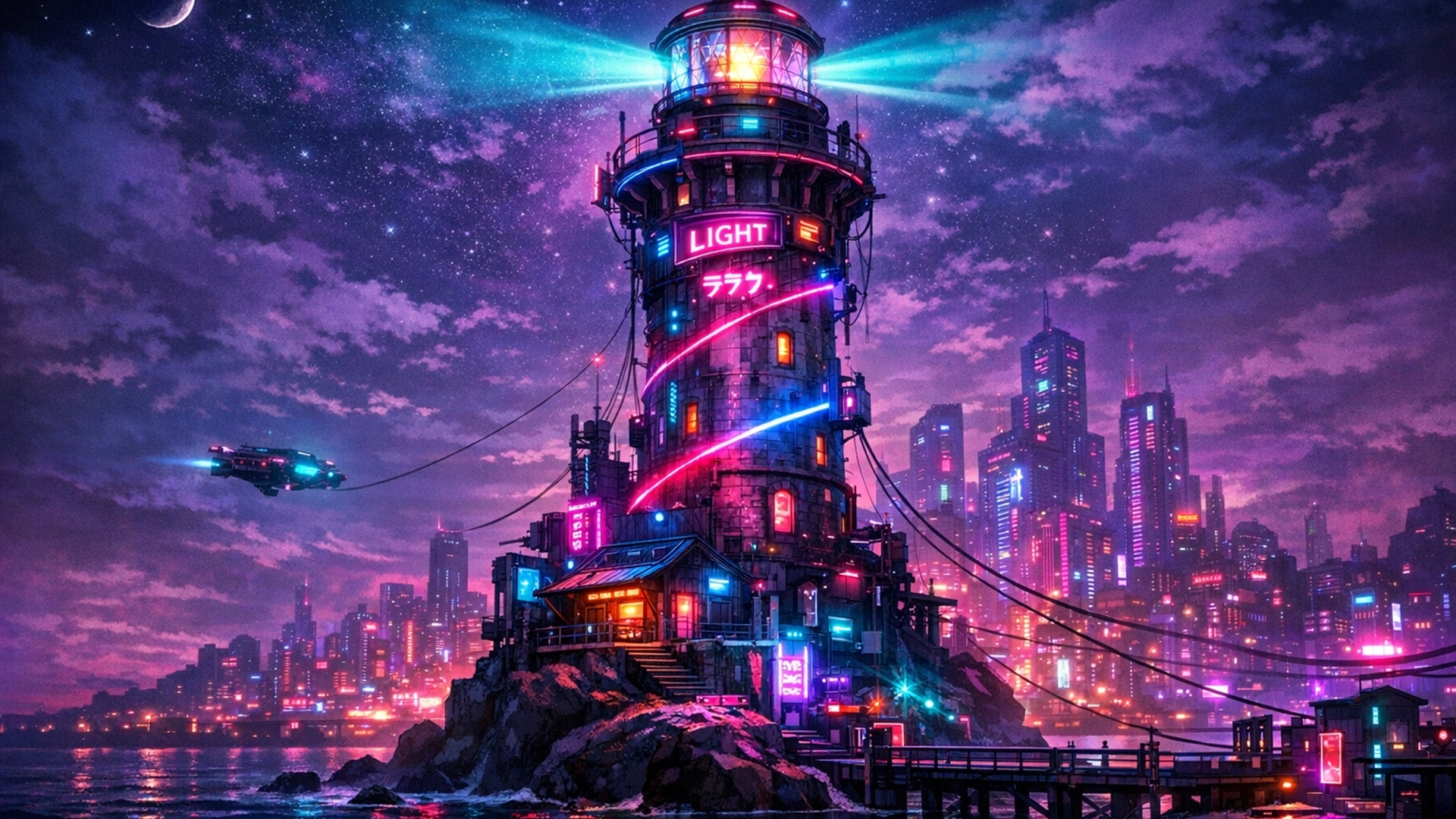 cyberpunk lighthouse