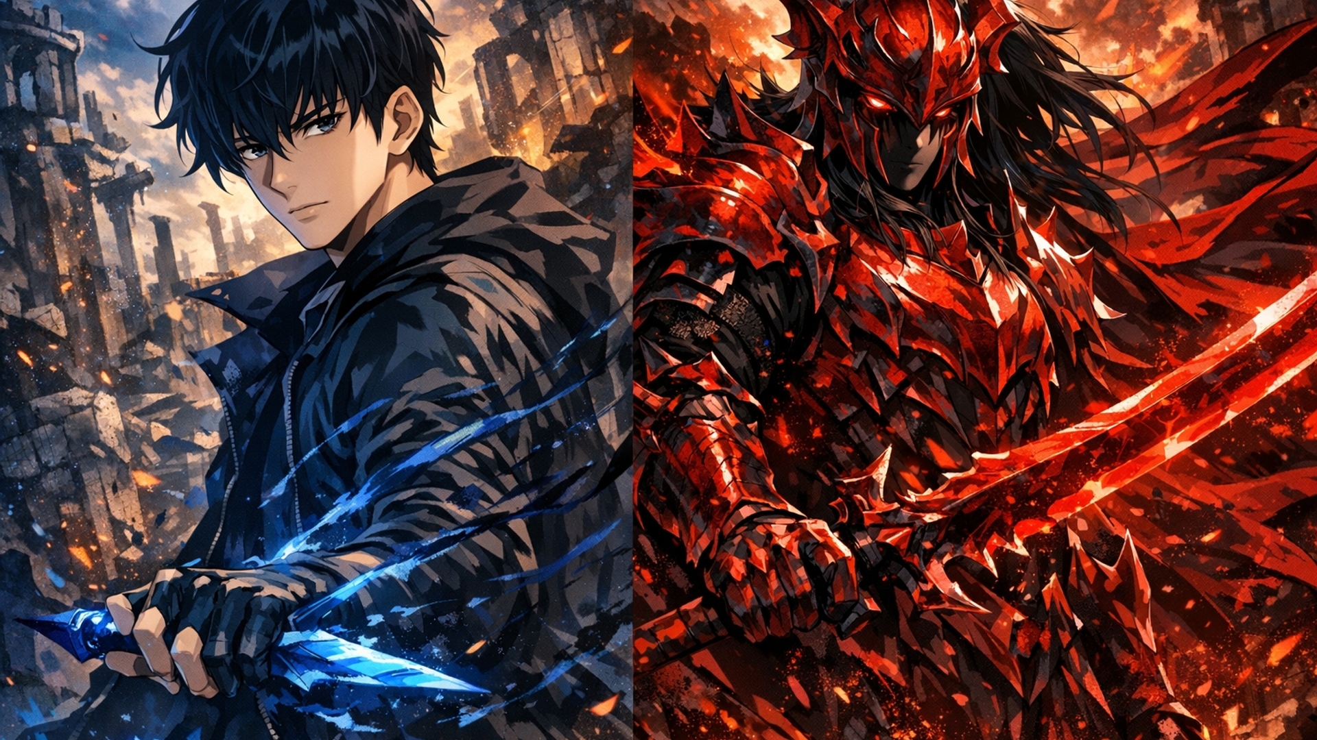Cha eun woo as sung jin woo and jung kook as igris the bloodred 