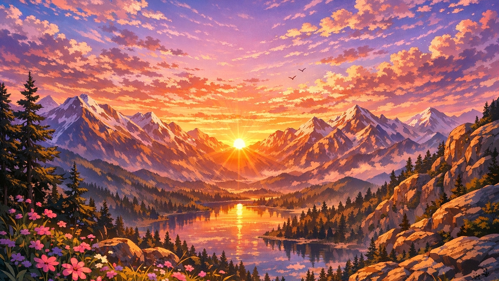 A BEAUTIFUL MOUNTAIN SUNSET