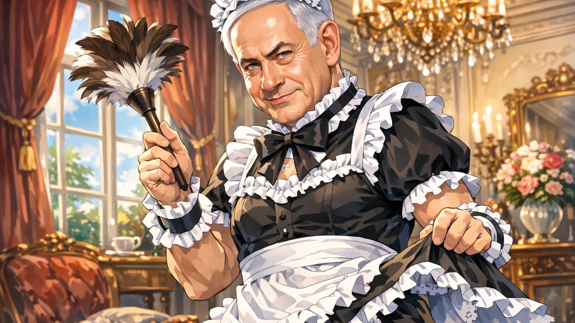 Benjamin Netanyah in maid dress