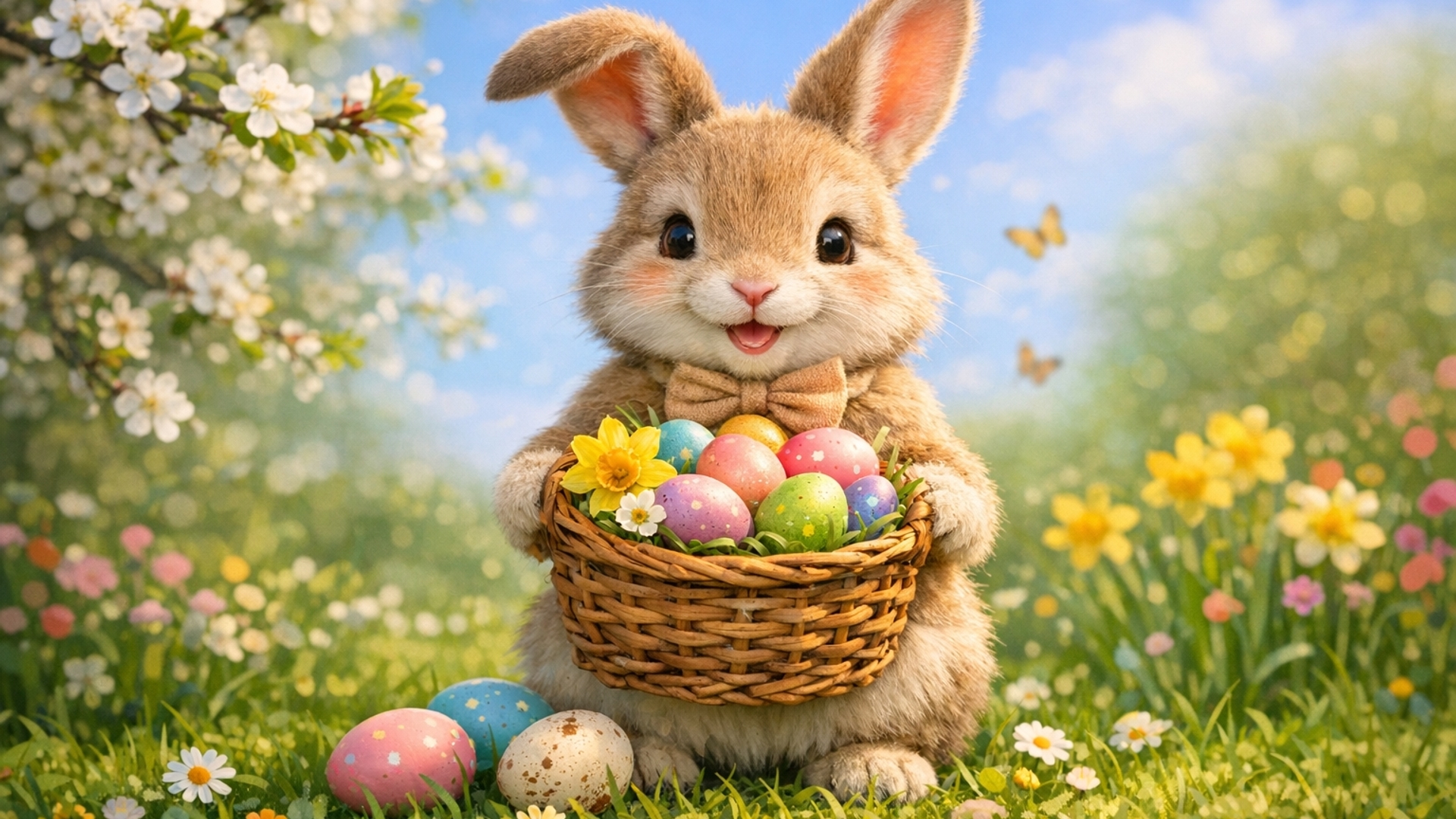 Easter. Bunny with basket
