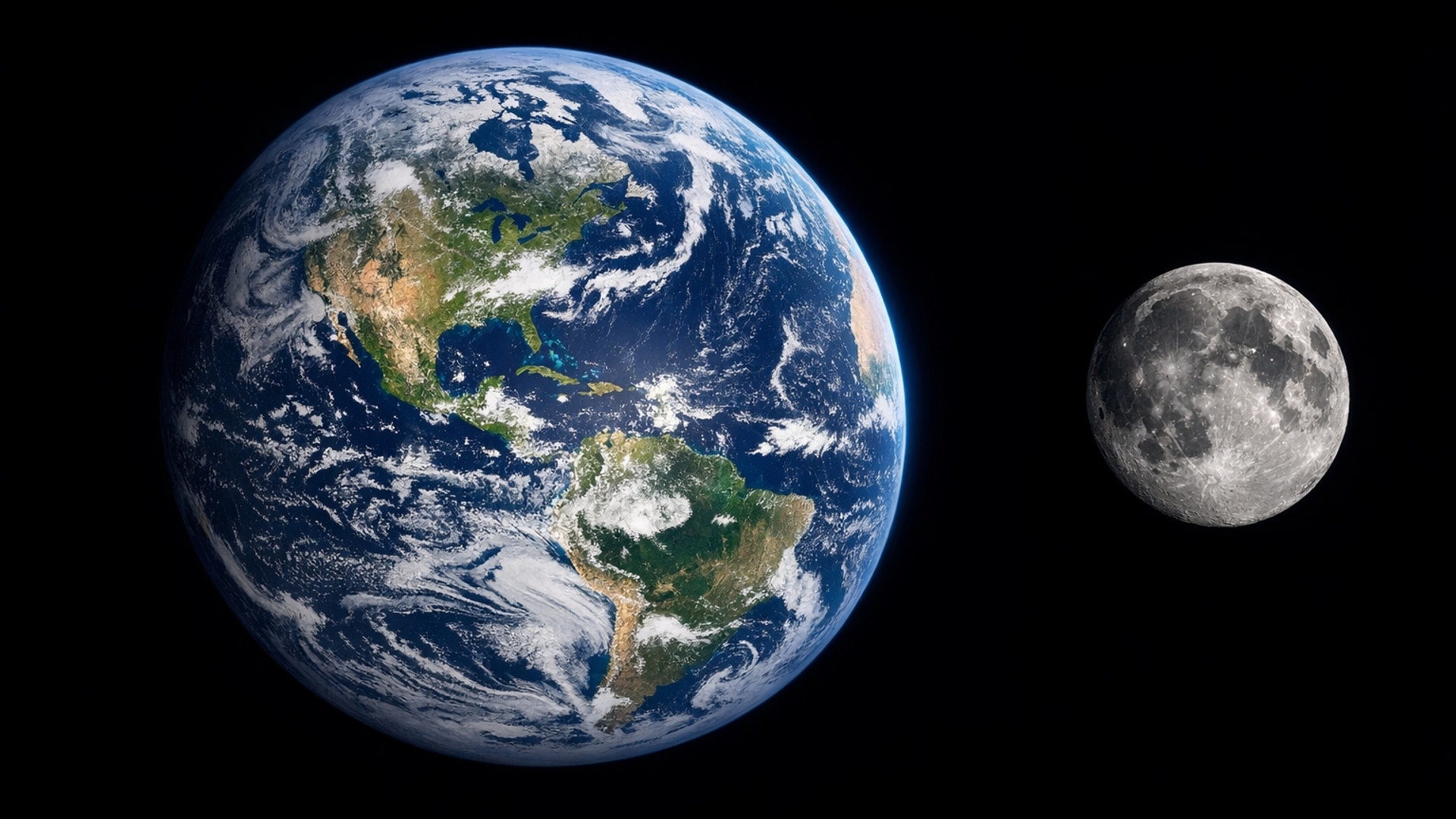 Earth and Moon Black Background HD