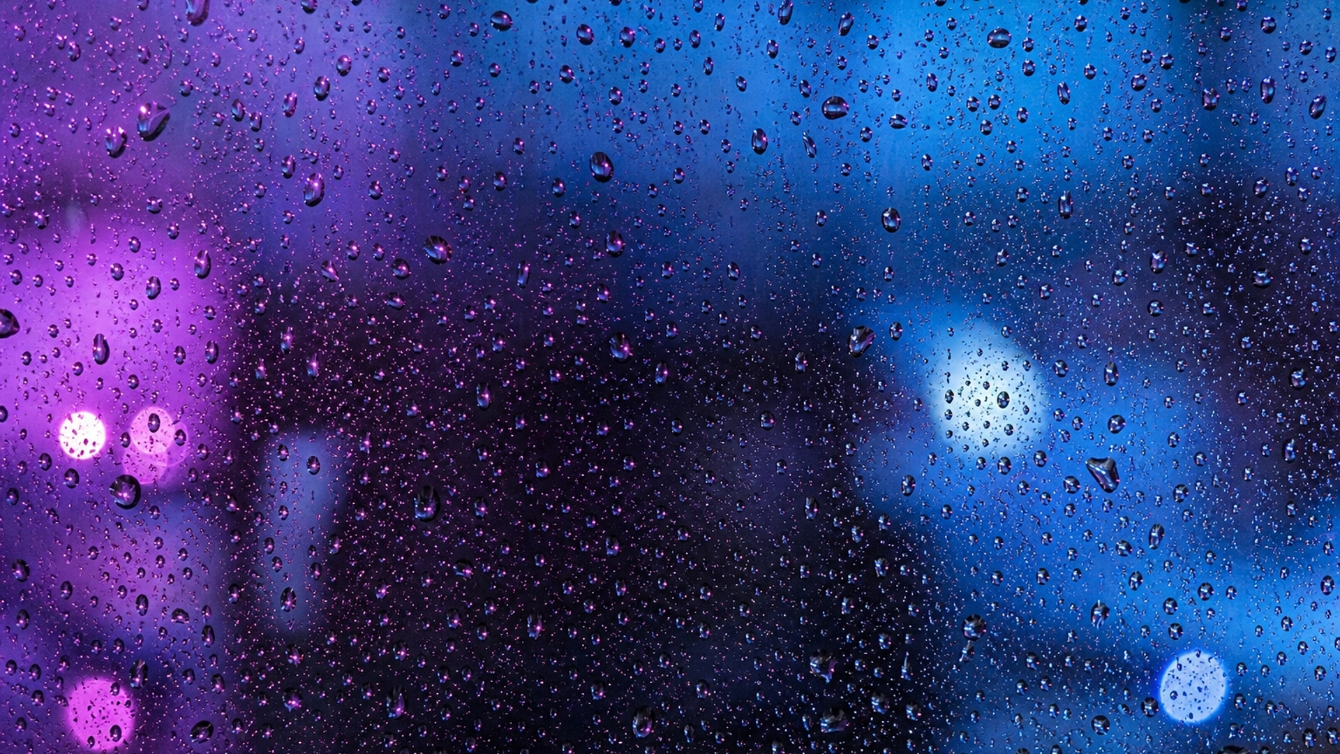 Purple and Blue Raindrops on Windows HD