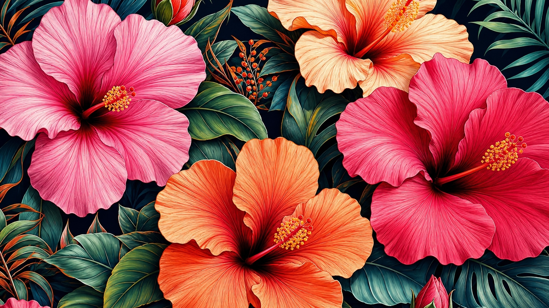 hibiscus pattern hd