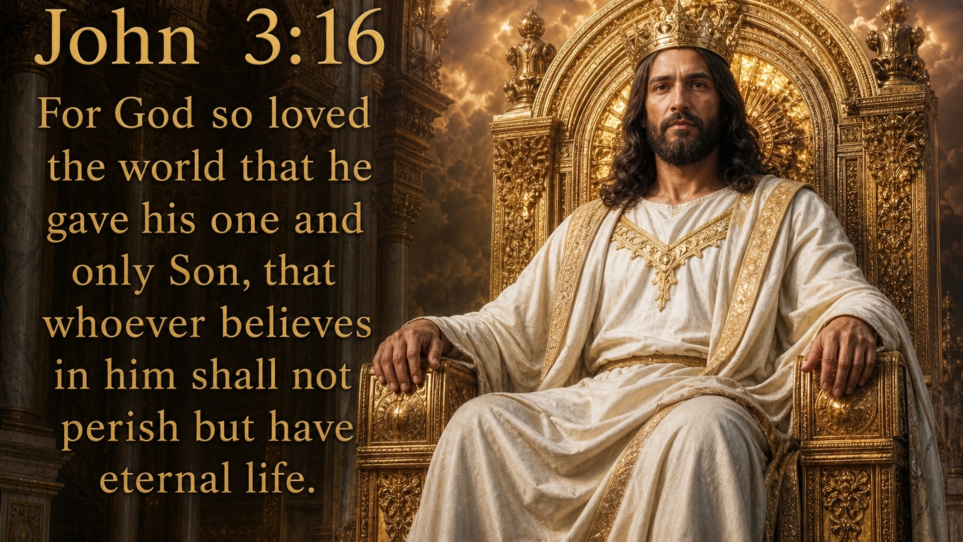 i want john 3:16 with Jesus sitting on a throne