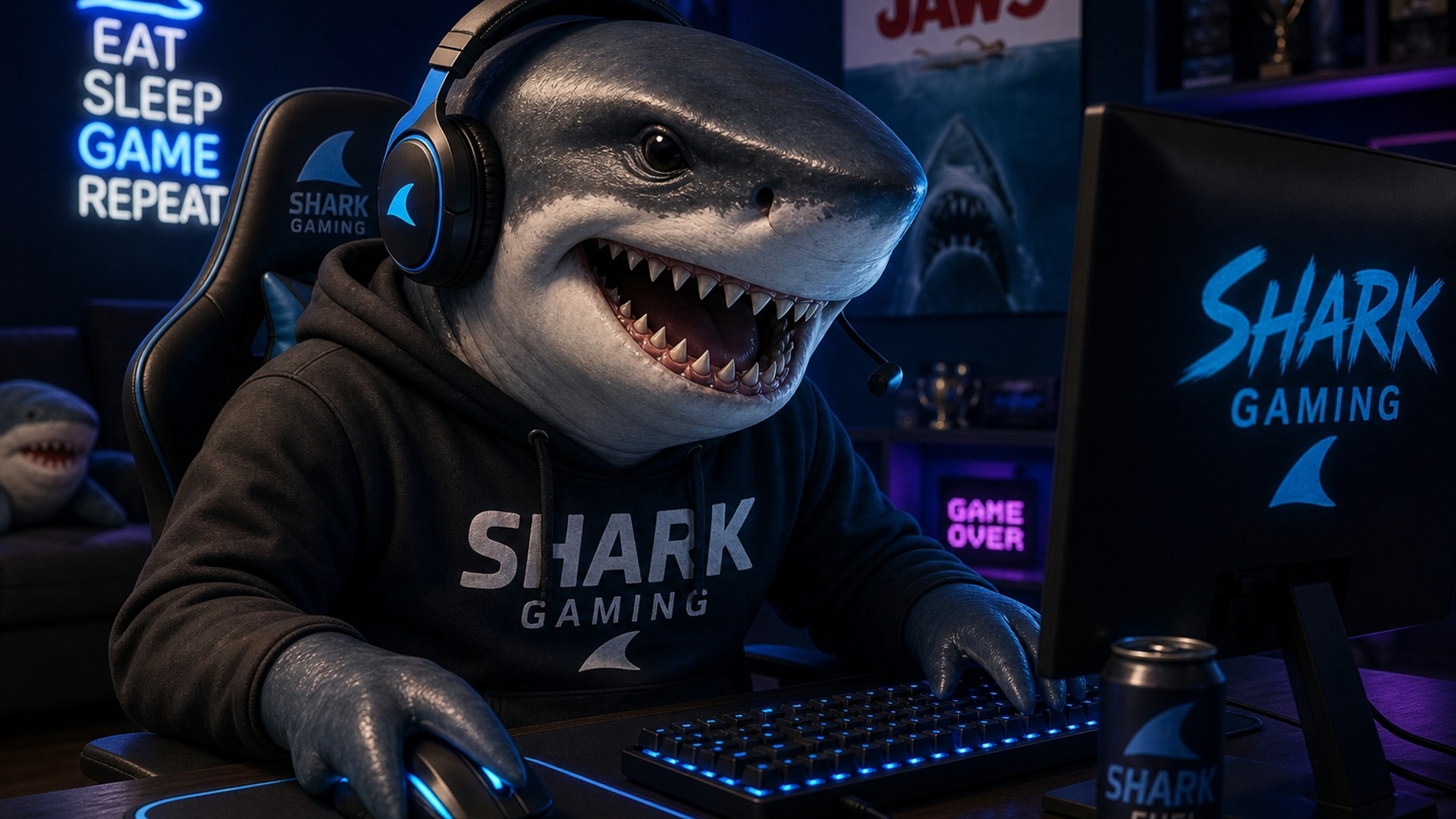 A shark gaming
