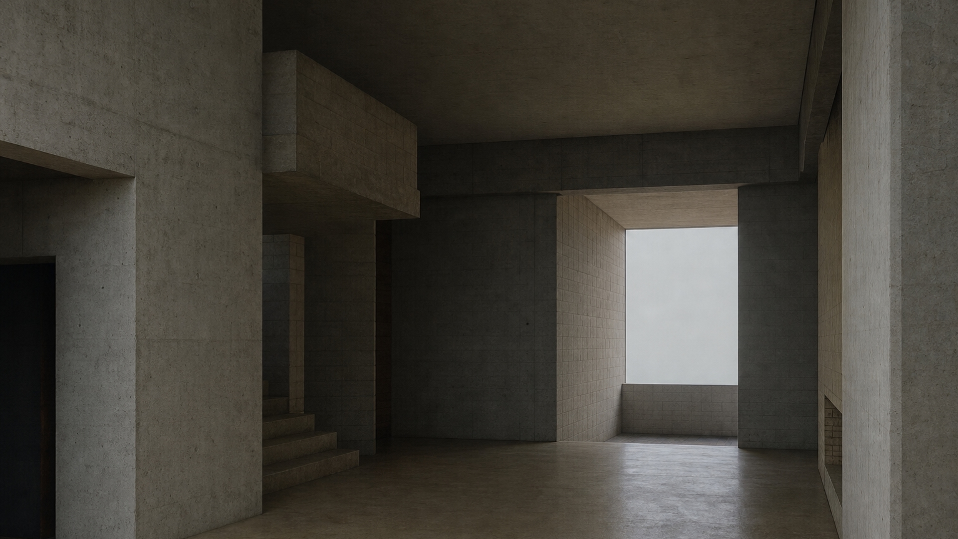 Brutalist house liminal space