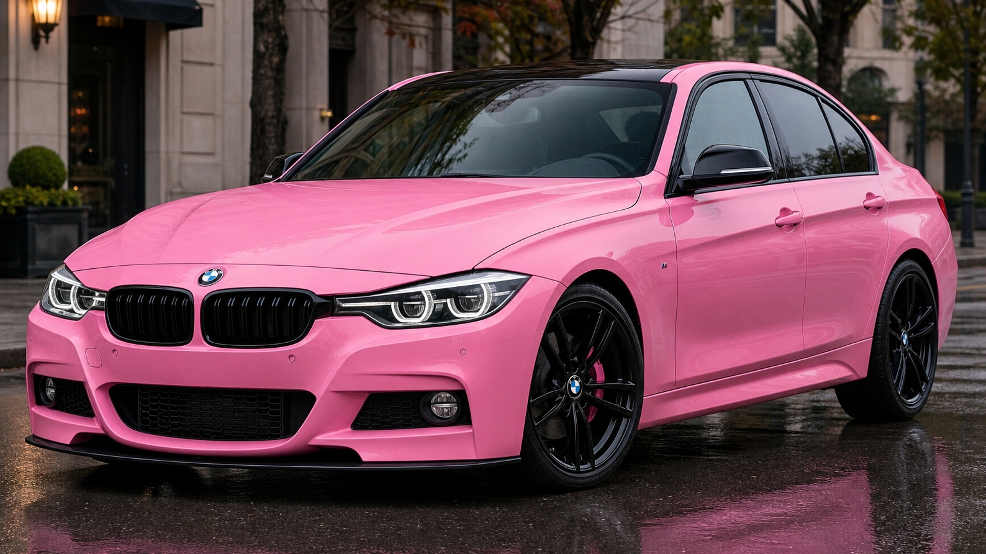 Pink BMW car