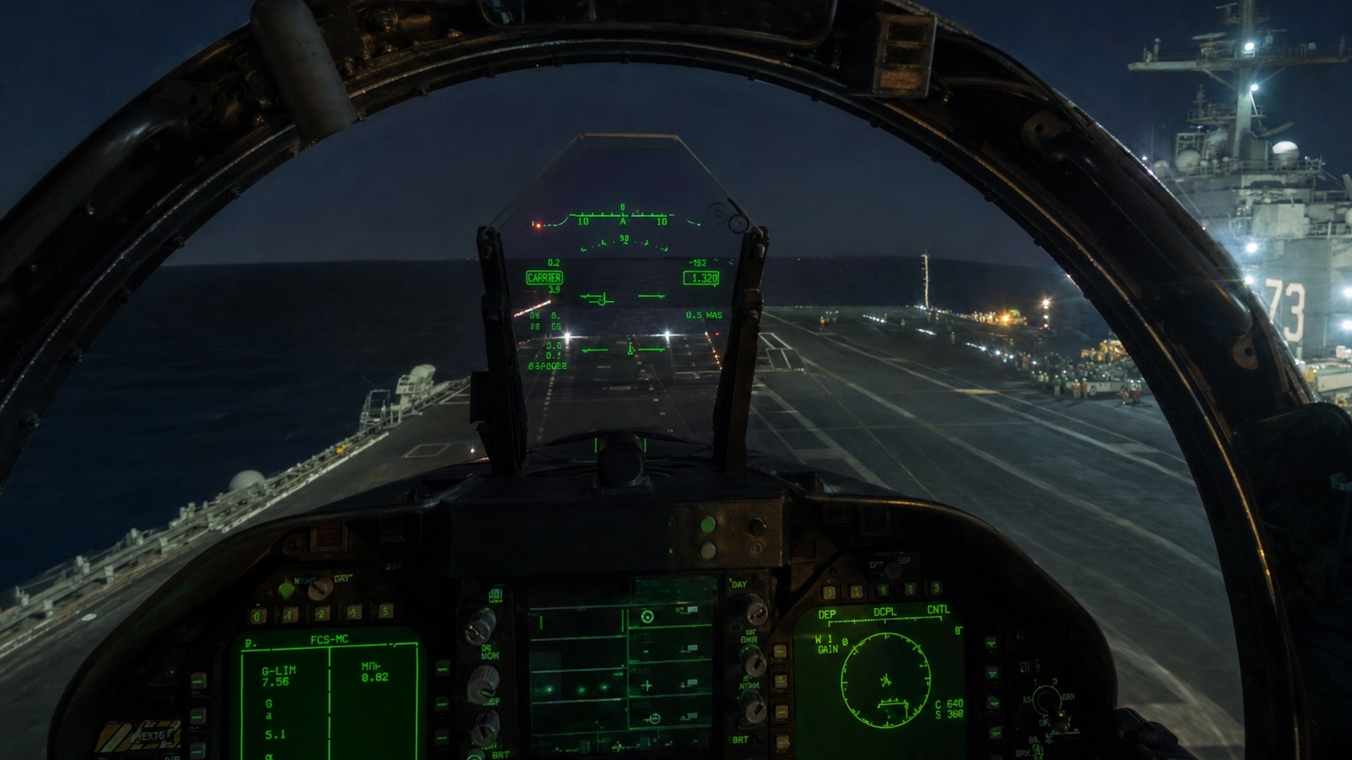 night landing on aircraft carrier cockpit view hd