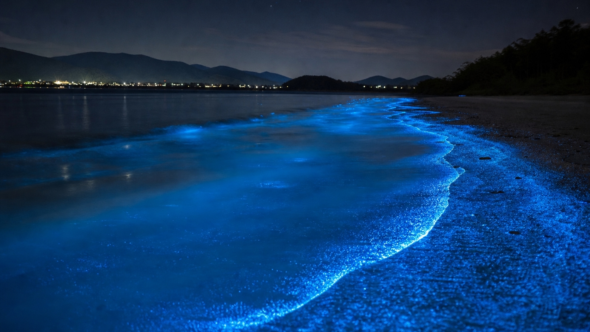 night glowing blue river hd