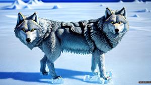 Wolf fully made of ice