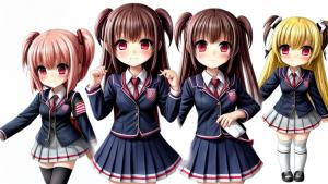 chibi anime girl school uniform