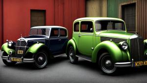 vintage car street photorealistic