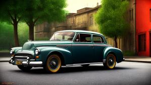 vintage car street photorealistic