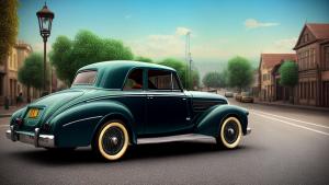 vintage car street photorealistic