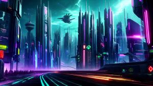 cyberpunk city, futuristic, science fiction, digital art