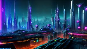 cyberpunk city, futuristic, science fiction, digital art