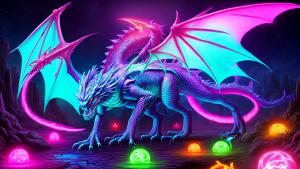 neon dragon fantasy art dreamy surrealistic art