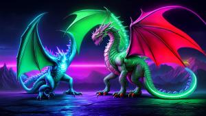 neon dragon fantasy art dreamy surrealistic art