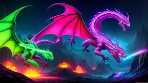 neon dragon fantasy art dreamy surrealistic art