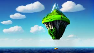 surreal floating island