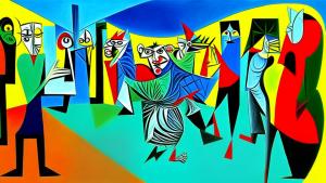 Surreal painting in Picasso style