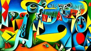 Surreal painting in Picasso style