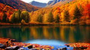 beautiful autumn mountain lake forest