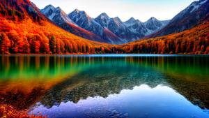 beautiful autumn mountain lake forest