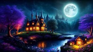 dreamy fairy tale night landscape