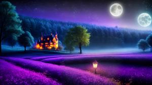 dreamy fairy tale night landscape