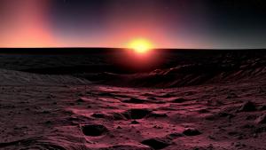 Amazing sunset on the moon. hyperrealistic