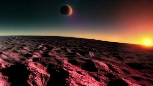 Amazing sunset on the moon. hyperrealistic