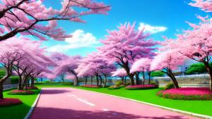 Sakura blossom anime scenery