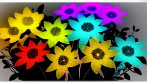 Glowing abstract flowers on black background