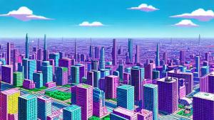 1980s style anime city