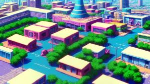 1980s style anime city